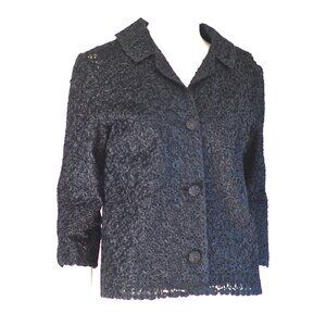 Lucia 1950's Stunning Black Jacket With Extensive Ribbon Work - Italy